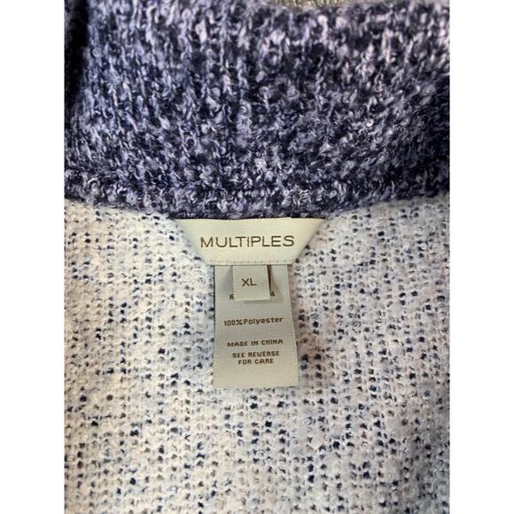 Multiples Cardigan Sweater Patchwork Knit Quirky Blue Red Size XL - Picture 5 of 8